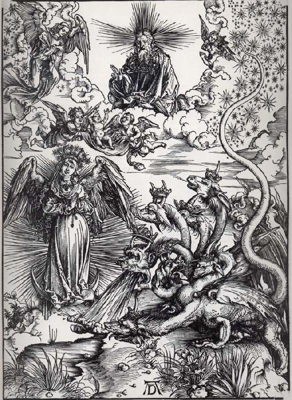 Albrecht Durer The Apocalyptic woman and the seven-Headed Dragon Sweden oil painting art